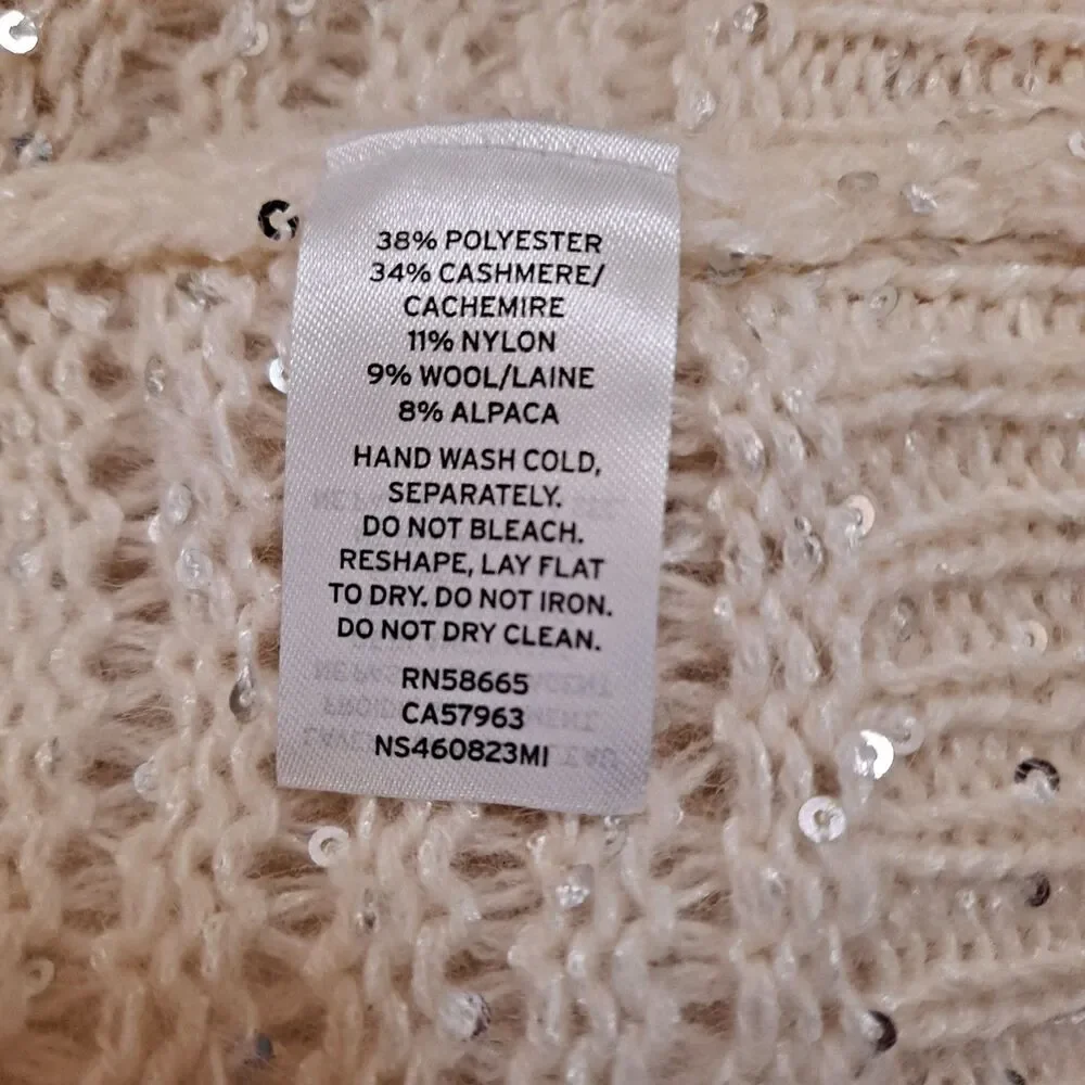 Nordstrom Signature Sequin Open Knit Sweater Womens XXL Polyester Cashmere Blend - Picture 4 of 8